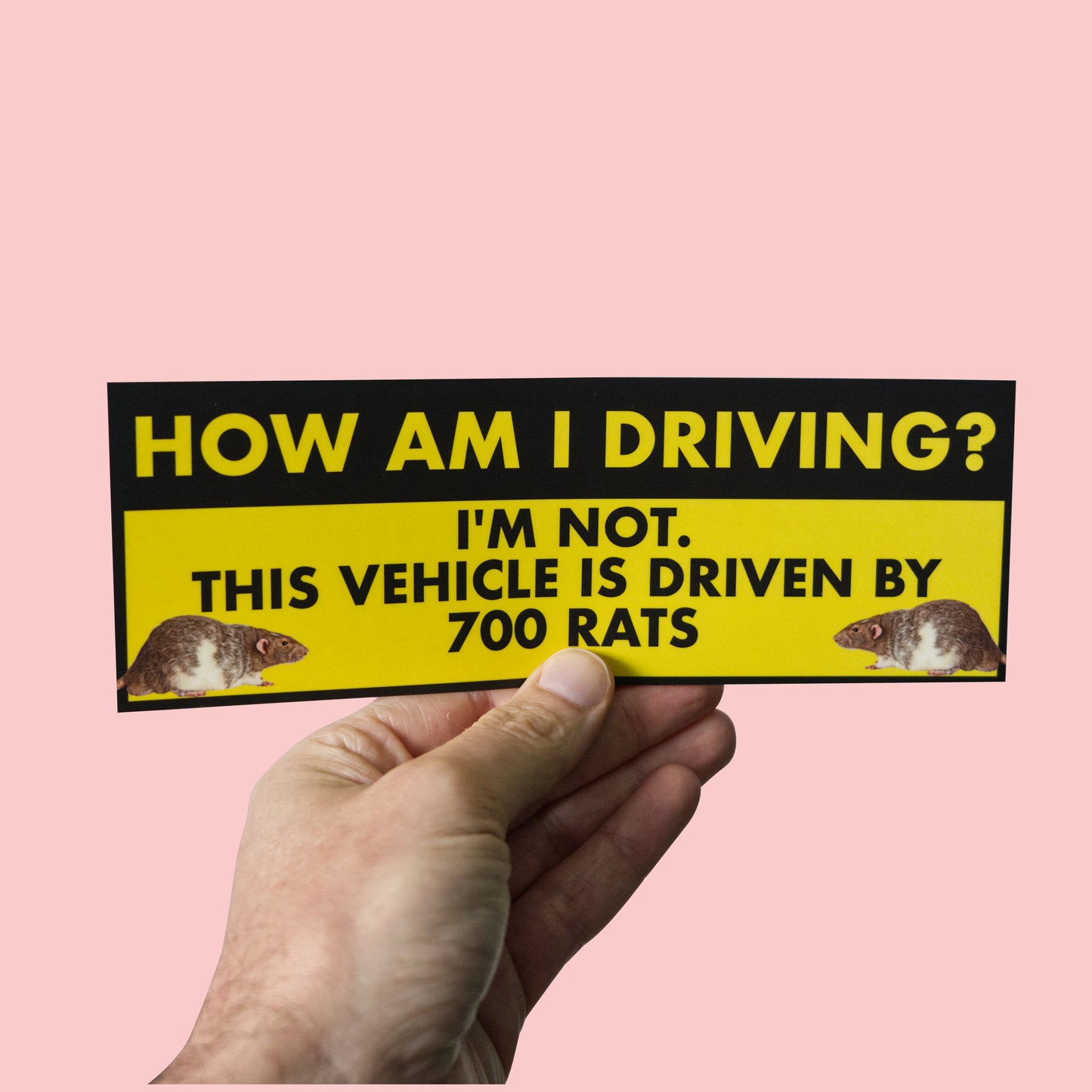 How Am I Driving? I'm Not. This Vehicle Is Driven by 700 Rats! Bumper Sticker