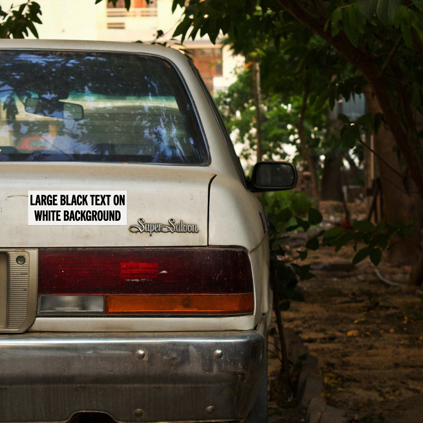 Large Black Text On White Background Sticker!