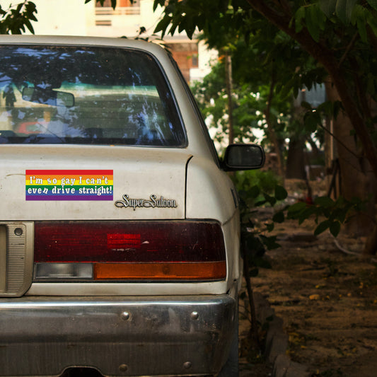 I'm So Gay I Can't Even Drive Straight Sticker!