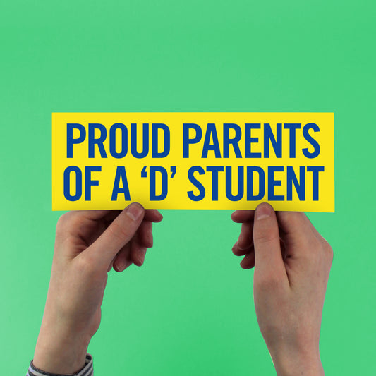 "Proud Parents Of A 'D' Student" sticker Sticker inspired by the one in Smashing Pumpkins "1979" video!
