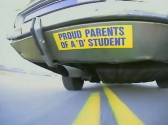 "Proud Parents Of A 'D' Student" sticker Sticker inspired by the one in Smashing Pumpkins "1979" video!